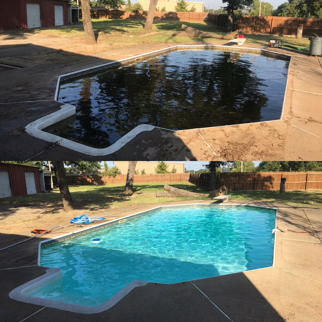 Drain and clean pool algea