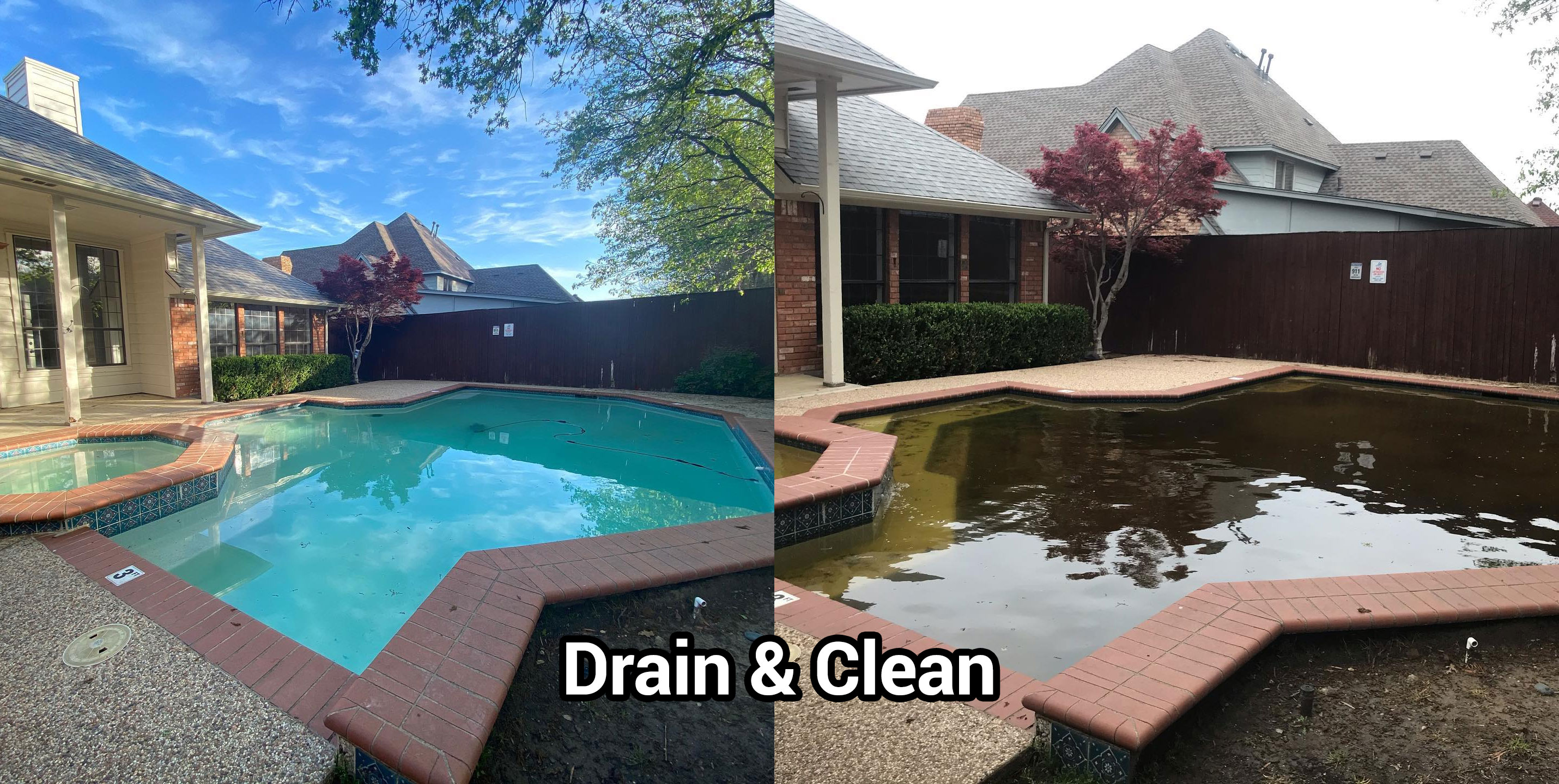 Pool Drain & Clean - Before and After
